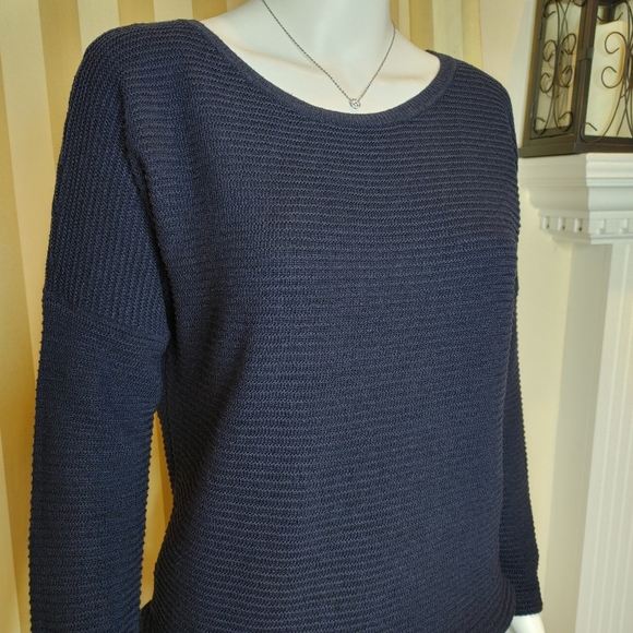 JCREW NAVY RIB-STITCH DOLMAN SWEATER, NAVY XS - Picture 4 of 11